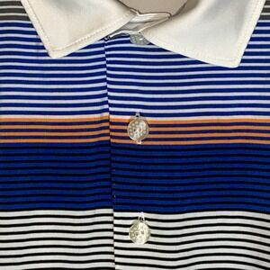 Men's Puma GOLF Polo White Cool Large Striped Breathable Lightweight